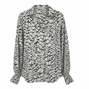 PATRIZIA LUCA Womens M Long Sleeve Animal Print Button Up Shirt Top Blouse - CJ